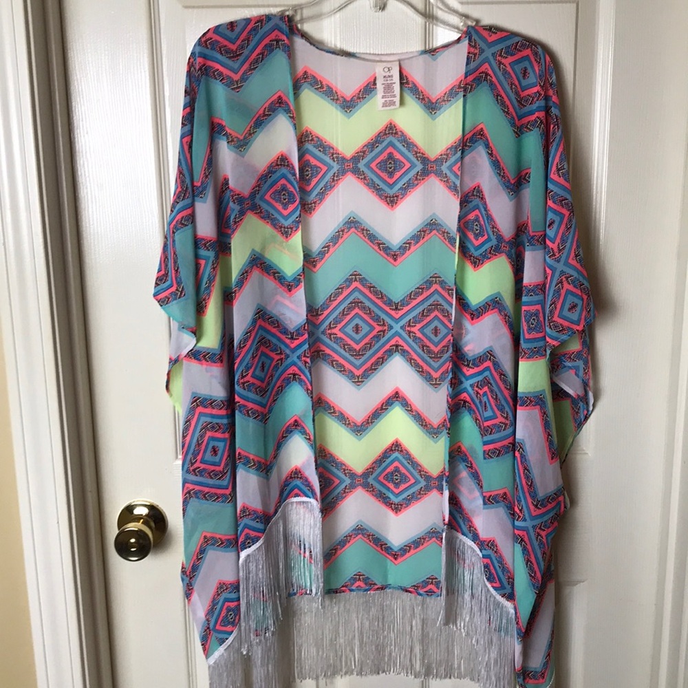 OP Ocean Pacific Beach Swim Coverup w/Fringe XL